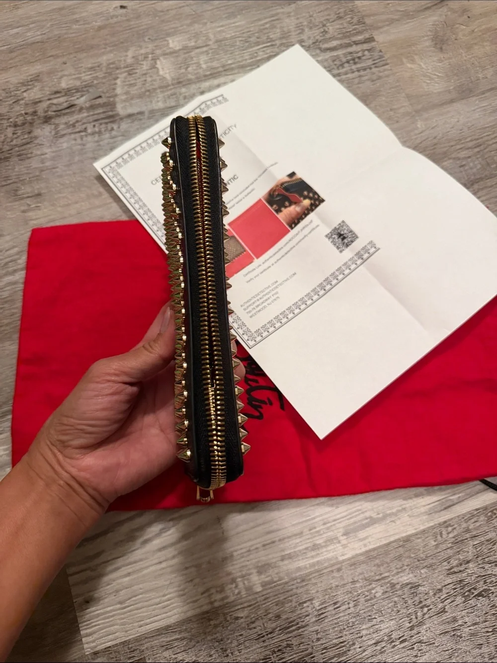 Christian Louboutin Black Money Clip with Gold-Tone Studs